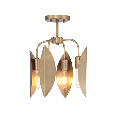 Designers Fountain Eden 12.25in 4-Light Old Satin Brass Modern Semi Flush Mount Light D280M-SF-OSB